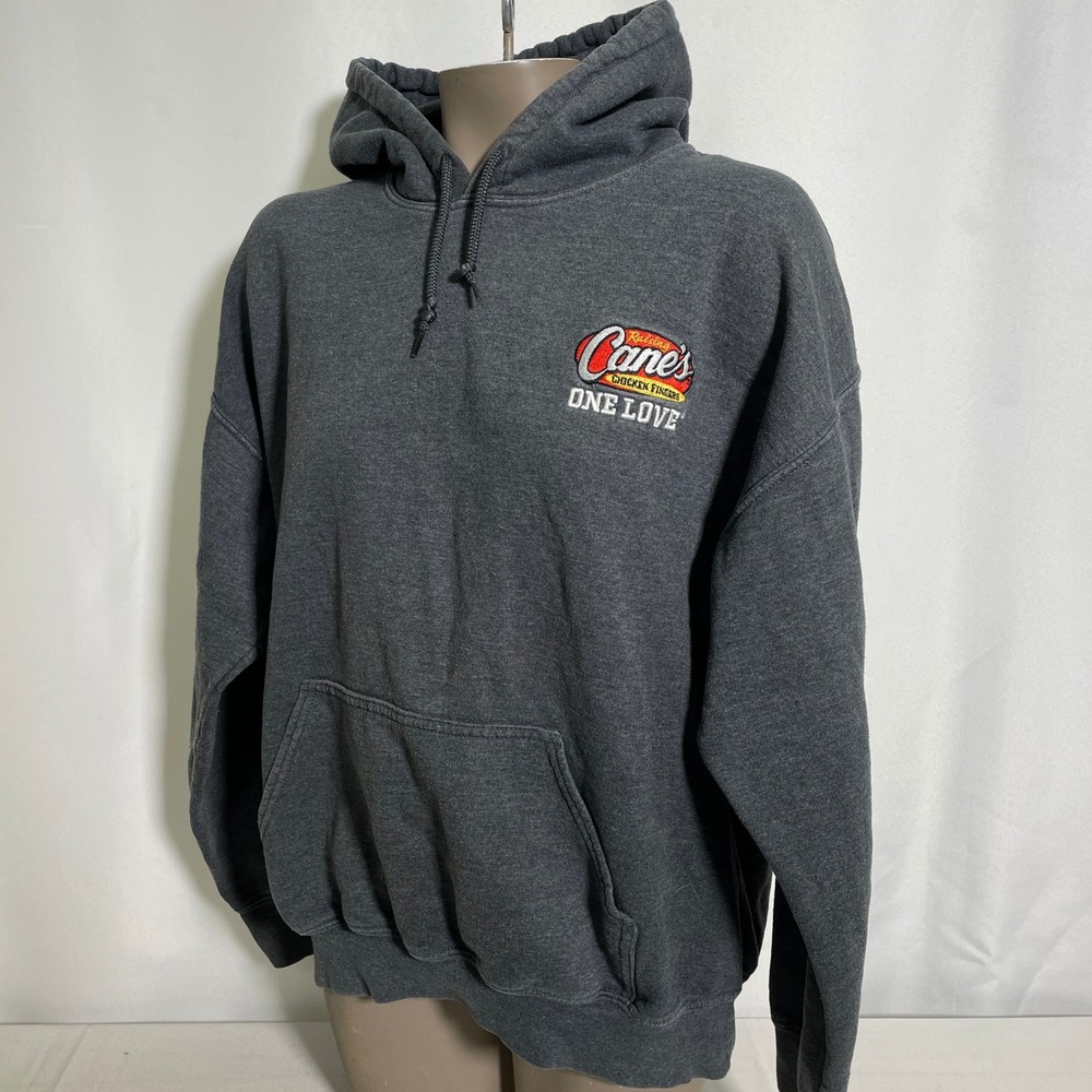 Raising Cane's One Love Fry Cook Cashier Gray Employee Hoodie Women's LARGE
